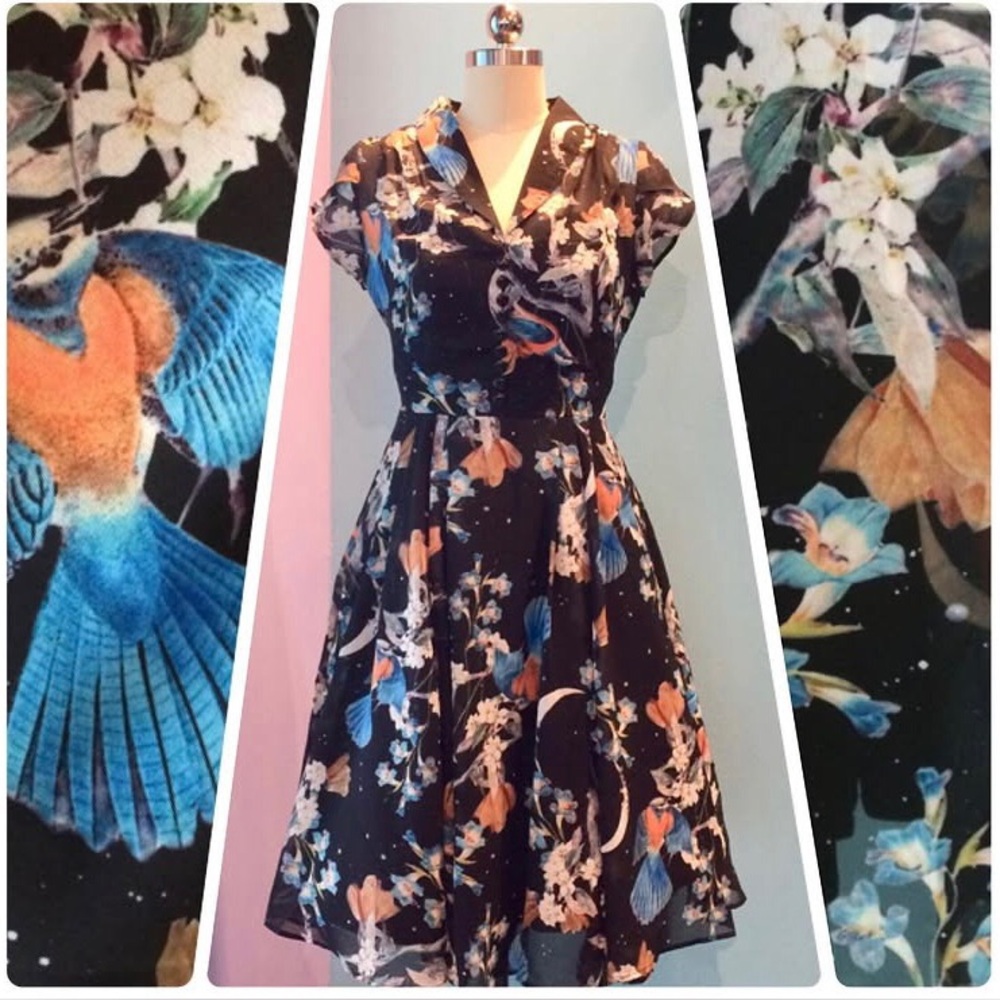 Hell Bunny New Unworn X-Small 40s Retro Whimsigoth Starry Night Dress Modcloth
